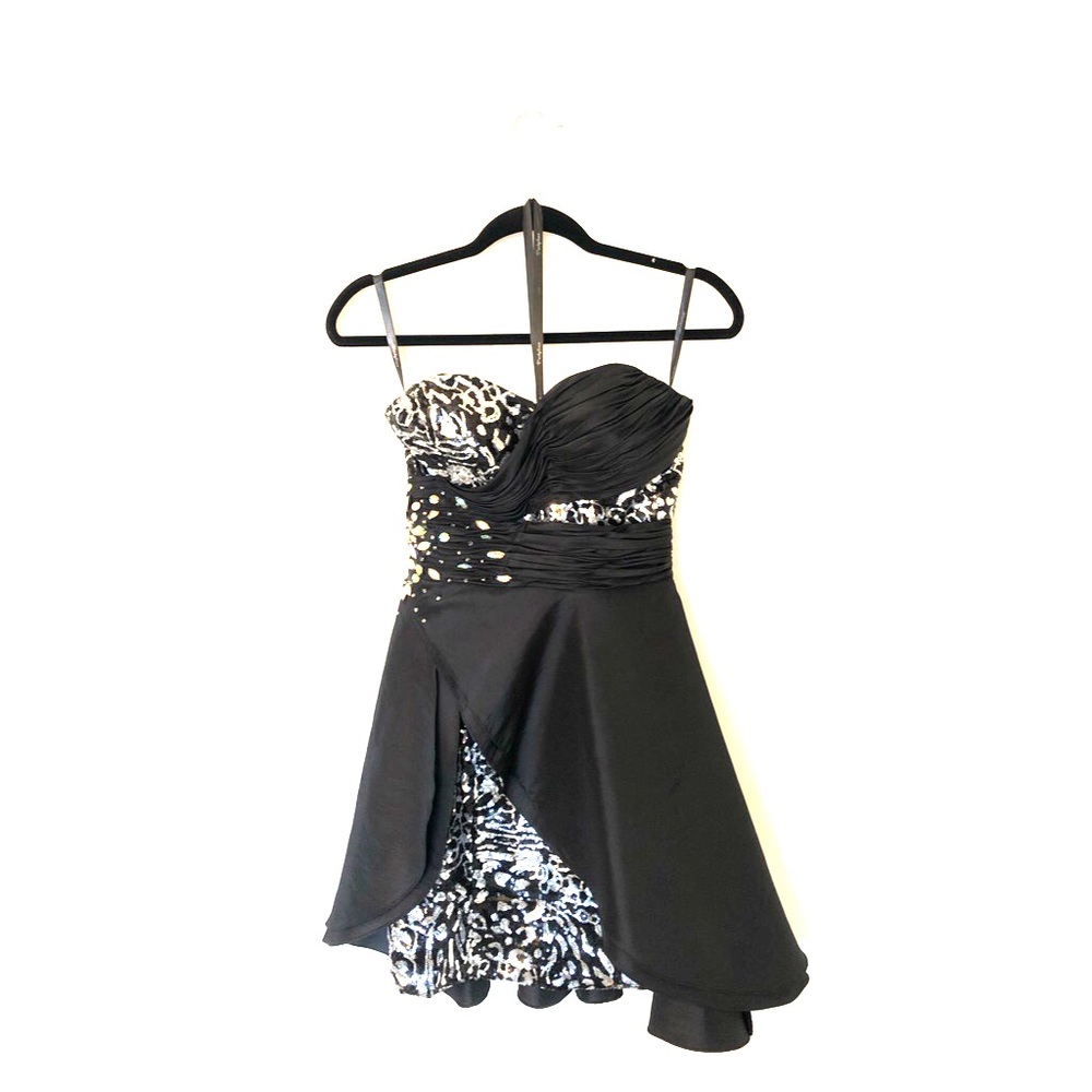Black &Silver Strapless Formal Dress